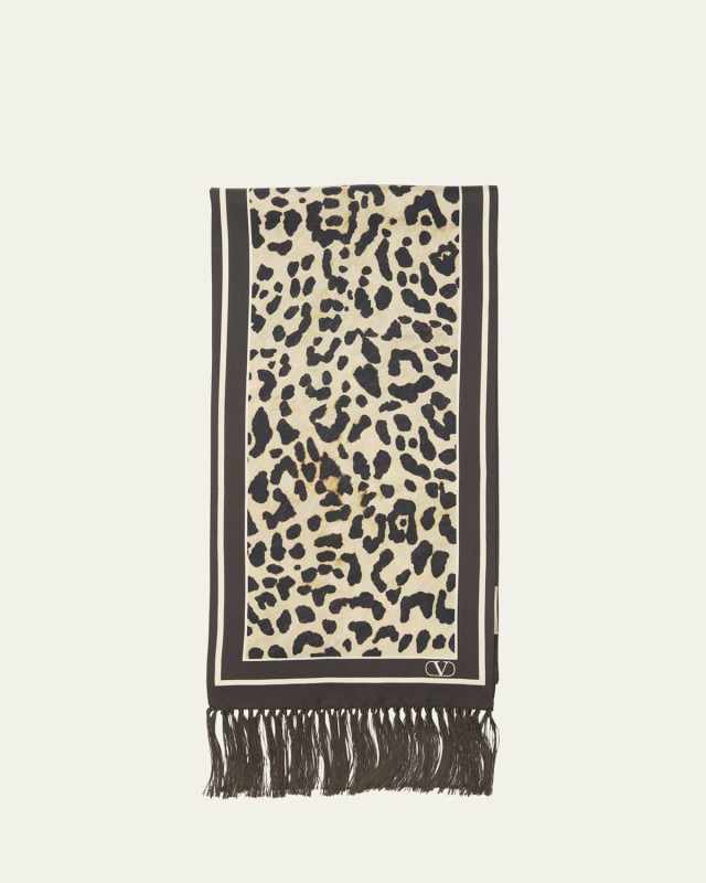 Animal Twill Fringe Scarf